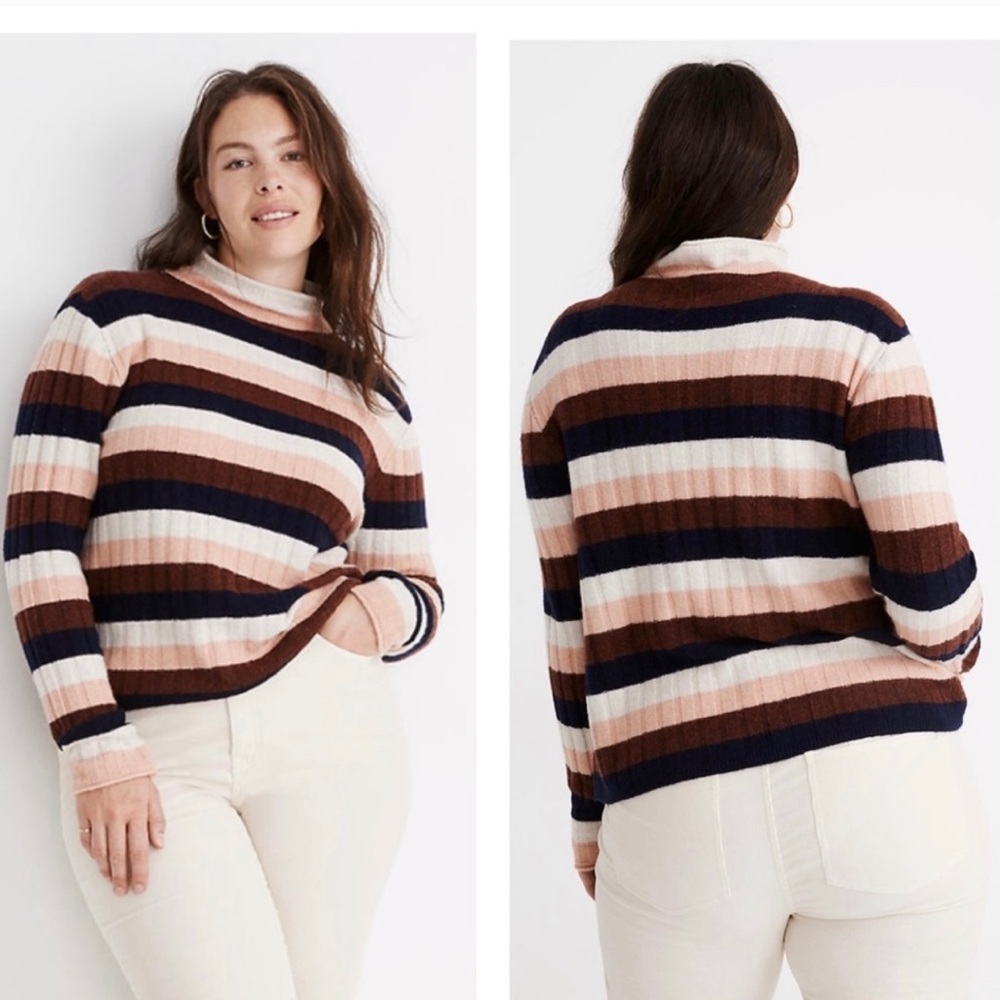 Madewell Striped Evercrest Turtleneck Sweater M